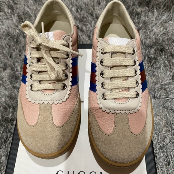 Gucci | Shoes | Childrens G74 Leather Sneaker With Web Gucci | Poshmark